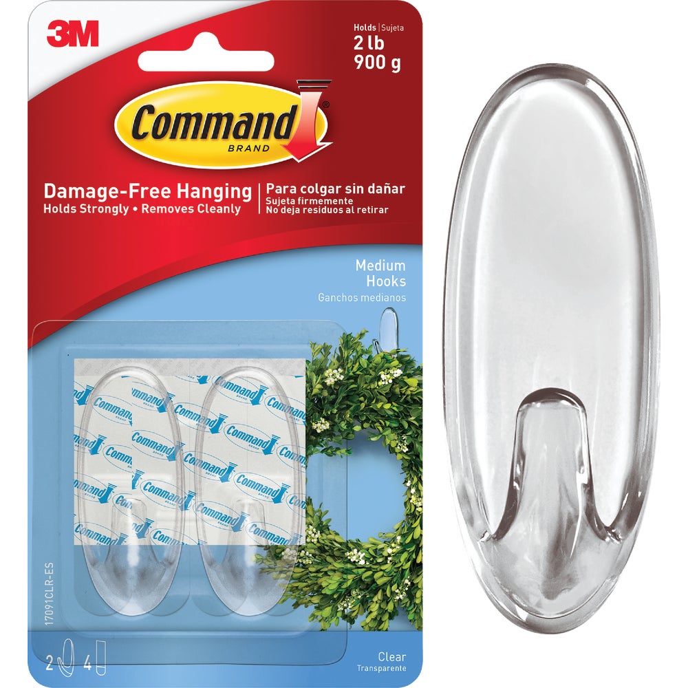 3M 17091CLRES 3M Command Clear Adhesive Hook Family Hardware