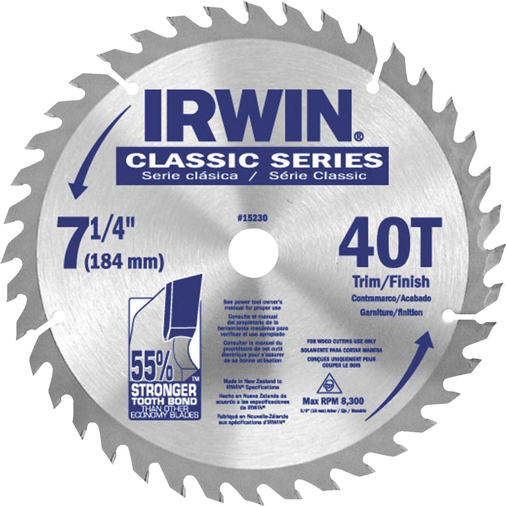 Irwin Classic Series 71/4 In. 40Tooth Trim/Finish Circular Saw Blade