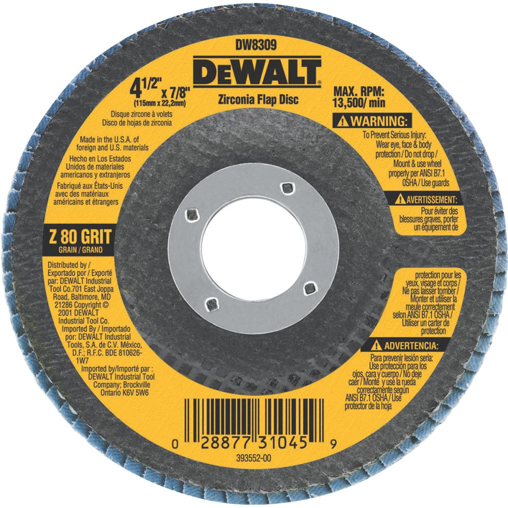 Black & Decker/DWLT DW8309 DeWalt HP Type 29 Angle Grinder Flap Disc