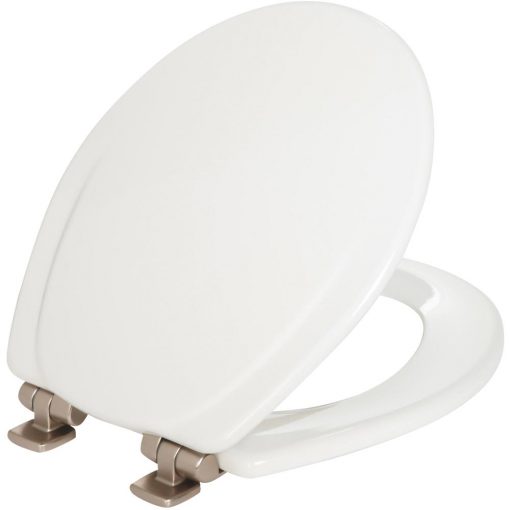 Bemis/Mayfair 30NISL000 Mayfair Slow Close Toilet Seat with Brushed Nickel Hinges Family Hardware