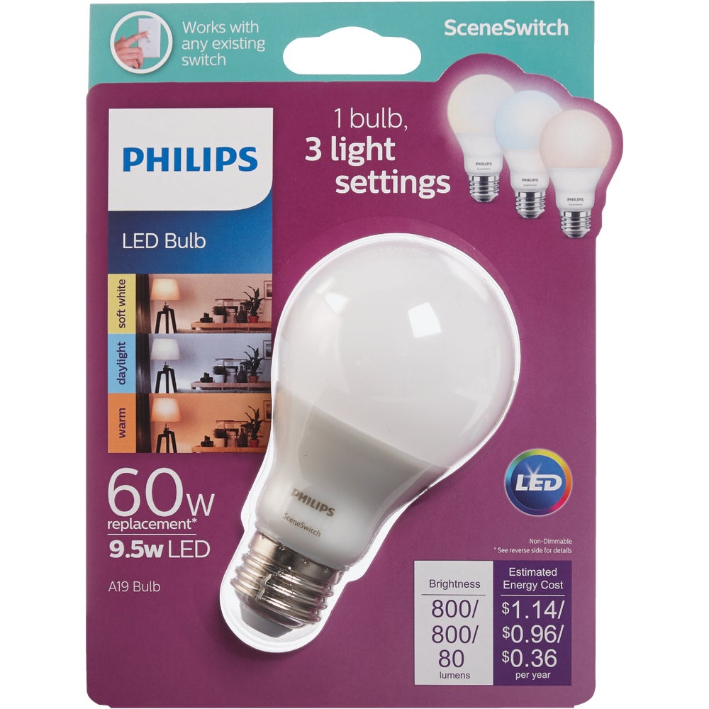 Philips Lighting Co 464867 Philips SceneSwitch A19 Medium LED ALine