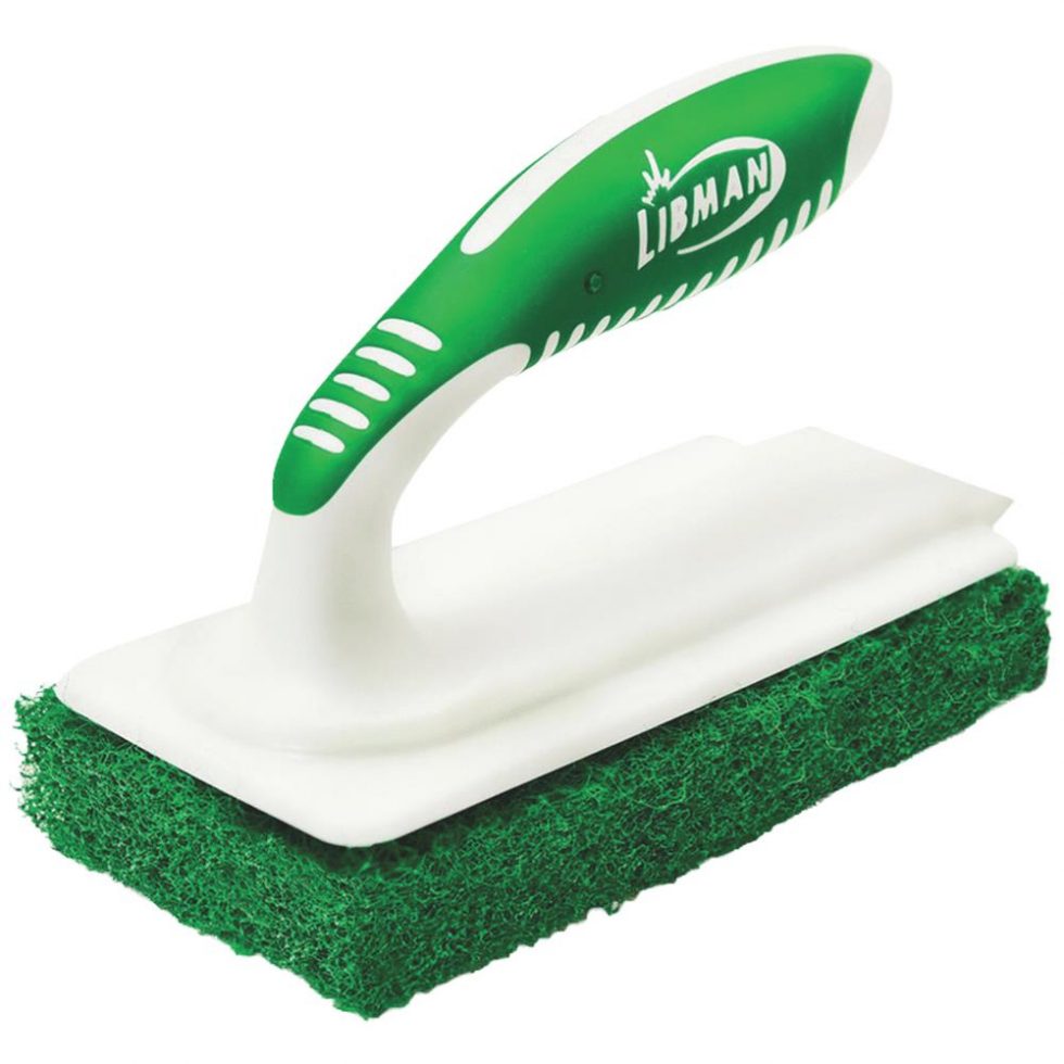 Libman Abrasive Grout, Tile, Tub Green Scrubber with Handle Family