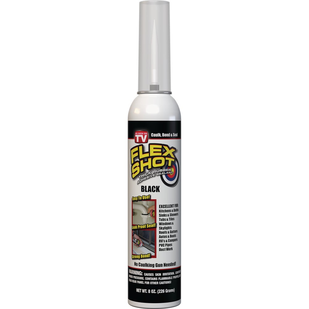 FLEX SHOT 8 Oz. Adhesive Rubber Sealant, Black Family Hardware