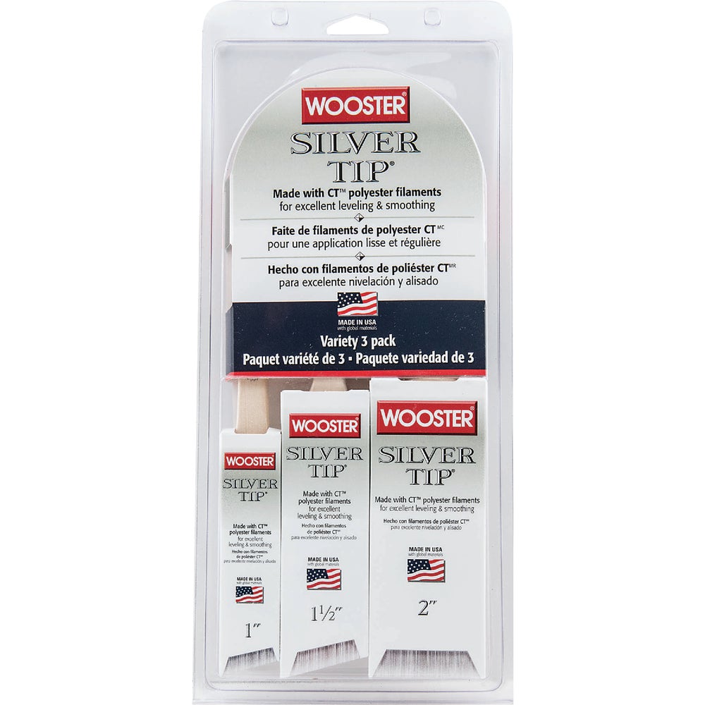 Wooster Brush 5229 Wooster Silver Tip 3Piece Paint Brush Set Family Hardware