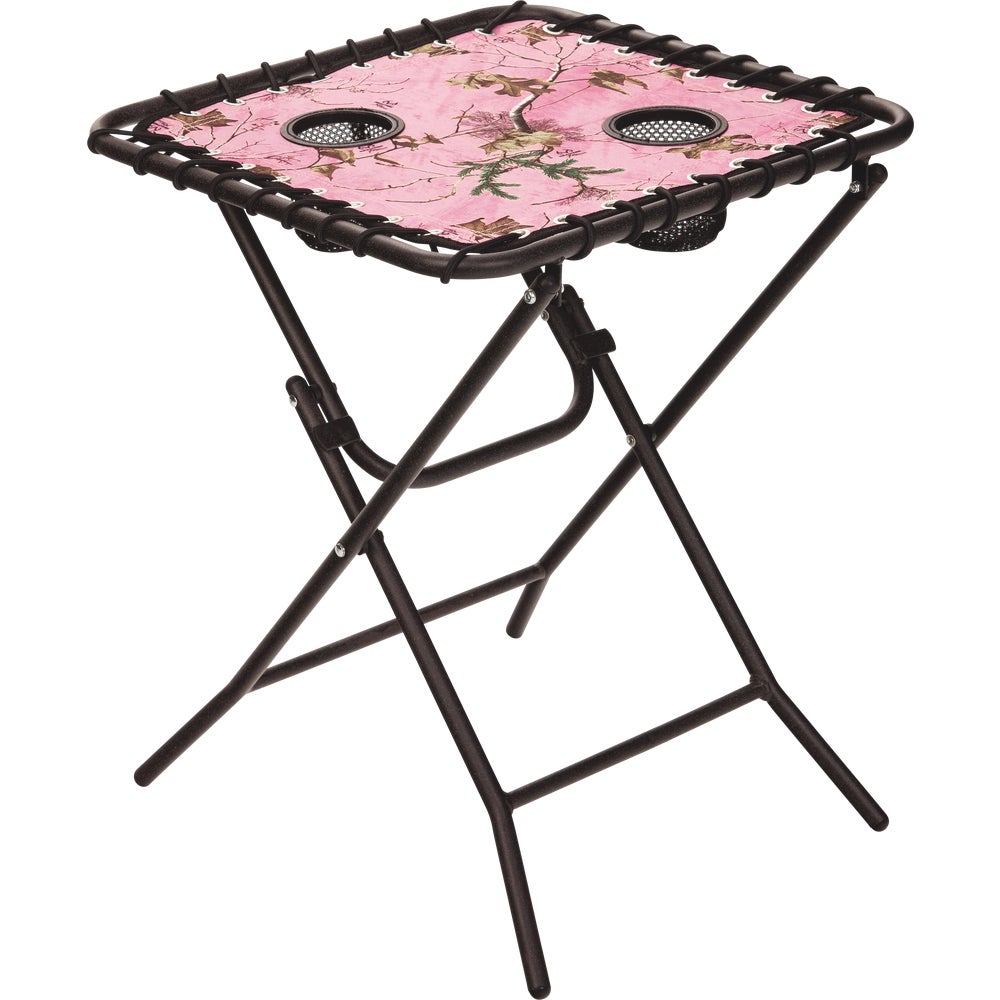 Outdoor Expressions Real Tree Pink 18 In. Square Steel Folding Side Table Family Hardware